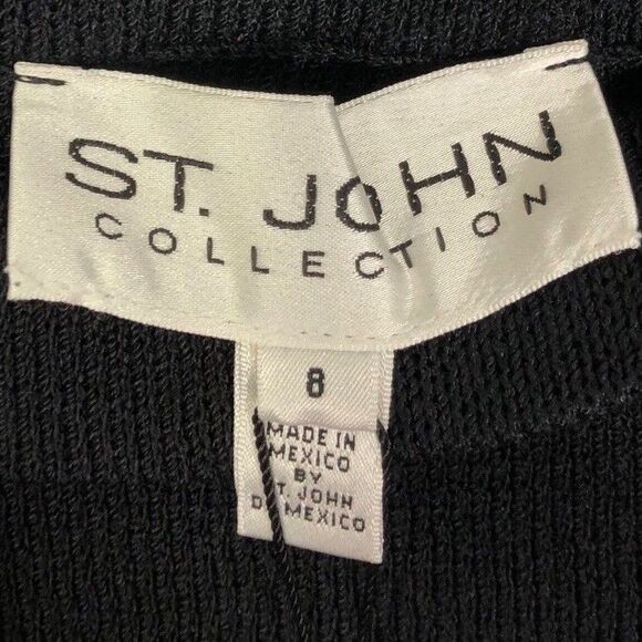 ST. JOHN COLLECTION 8 Black Skirt Santana Knit Ribbed A-line Wool Blend NWT $375 - Picture 3 of 12